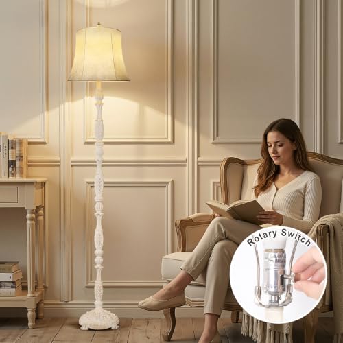 Scenekoy Rustic 66” Wash White Floor Lamp for Living Room Bedroom - color: Beige