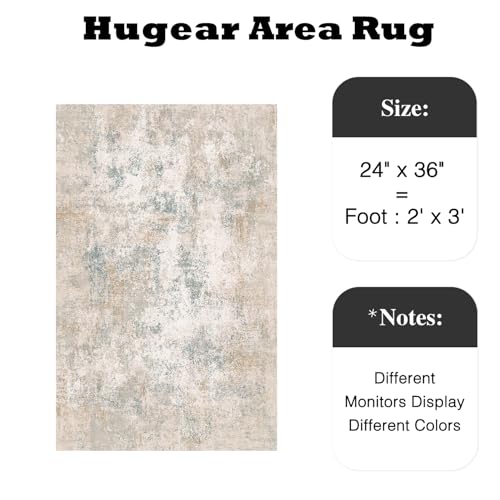 HUGEAR 2x3 Beige Blue Abstract Washable Area Rug for Entryway - color: Beige/Blue, size: 2' x 3' (Rectangular)
