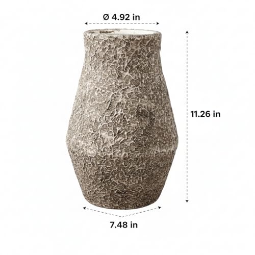 Brown Ceramic Vase, Terracotta Flower Vases, 11 Inch - color: Rustic Brown, size: 11 inch