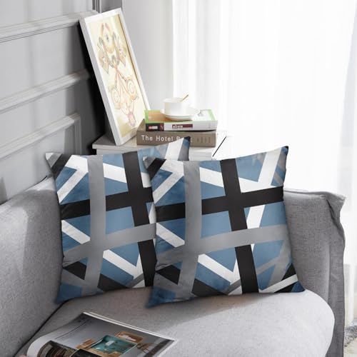 Emvency Throw Pillow Covers Set of 2, 18 x 18 Inch, Stripes Retro Blue - color: Blue 2, size: 18" x 18" (Pack of 2)