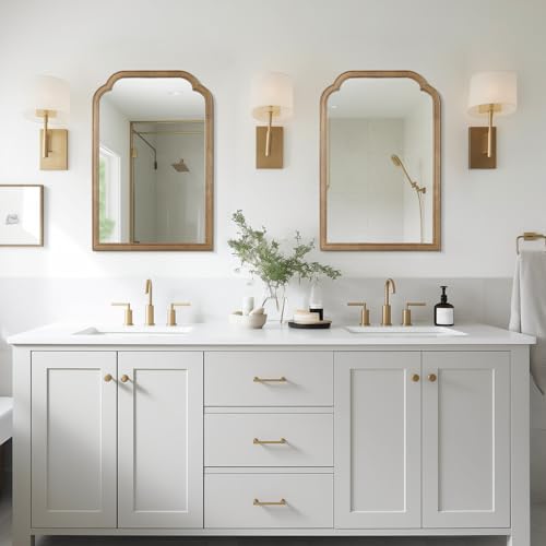 WallBeyond Wood Bathroom Mirrors for Wall Mounted, 20" x 30" Rustic Wood Frame Wall Mirrors Decorative for Living Room or Bedroom Vanity Mirror, Honey-Colored - color: Dark Natural B New, size: 30"L x 20"W