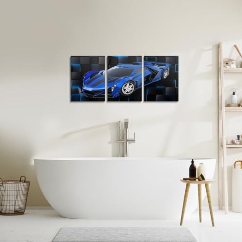 Feelyou Race Car Wall Art 12" x 16" x 3 - color: Azure