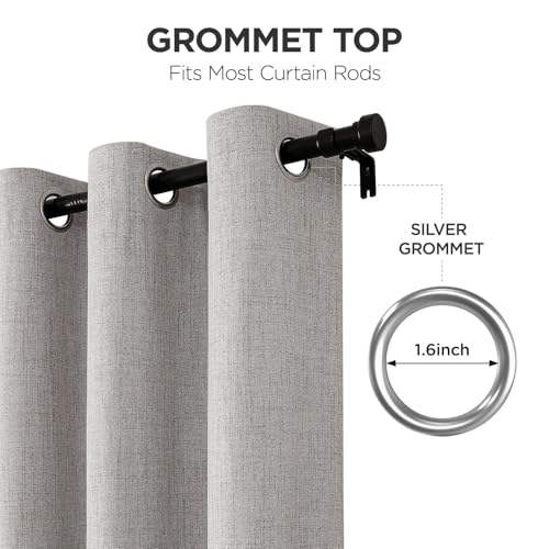 Joydeco Blackout Curtains 63 Inches Long 2 Panels Burg, Room Darkening Curtains for Bedroom, 100% Black Out Textured Thermal Drapes Privacy Protection 2 Panels Set(W52 x L63 Inch, Greyish White) - color: Greyish White, size: 52"W x 63"L (Pack of 2)