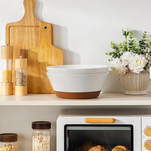 MALACASA Serving Bowls, 105oz Large Salad Bowls for Party, Entertaining - color: White&Brown, size: 105oz