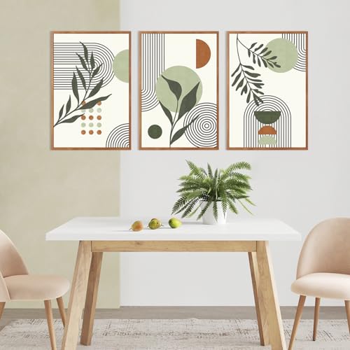 KAlRNE Sage Green Boho Beige Framed Wall Art Botanical Set-24’’X36’’X3 - color: Sage Green Boho Beige, size: 24"Lx36"W