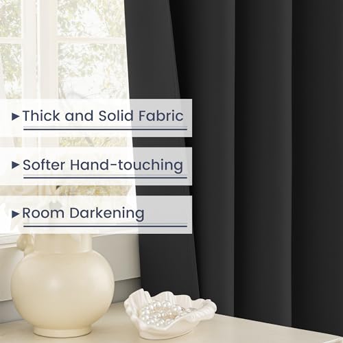 Extra Long Grommet Blackout Curtains, 1 Panel, Black, W52 x L240 - color: Black, size: 52"W x 240"L (Pack of 1)