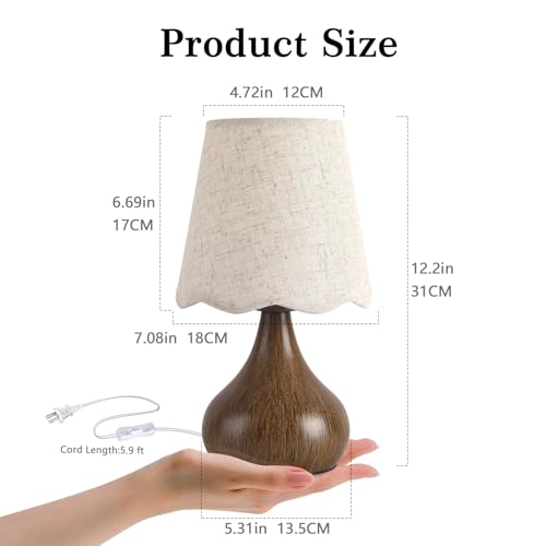 Ziqqeelam Wood Grain Small Table Lamp, Farmhouse Bedroom Lamps for Bedside Nightstand, Vintage Small Table Lamps for Small Spaces for Kitchen Counter, Home Office, Living Room, Kids Dorm, Bookshelf - color: Wood, size: On/Off Switch