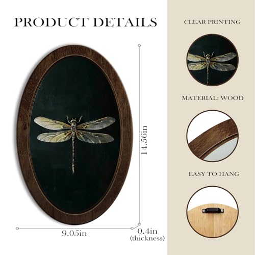 YZSLA Vintage Moody Dragonfly Framed Wall Art Decor,Farmhouse Decor - color: Dragonfly