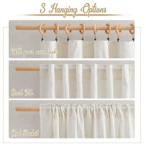 NICETOWN Flax Linen Curtains 84 Inch Long, Burlap, W52xL84, 2 Panels - color: Linen, size: 52"W x 84"L (Pack of 2)