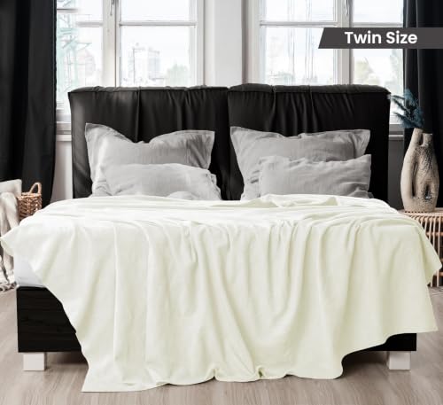 Utopia Bedding 100% Cotton Thermal Blanket Ivory Twin, 90x72 Inches - color: Ivory, size: Twin