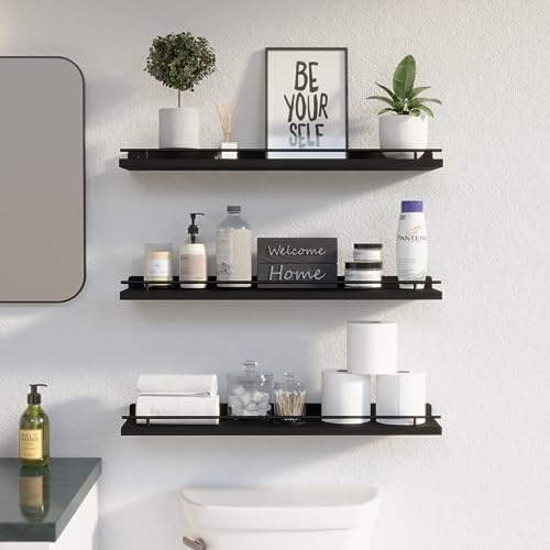 WOPITUES Floating Shelves 24 inch for Wall Decor Set of 3, Black - color: Black, size: 23.6 inch