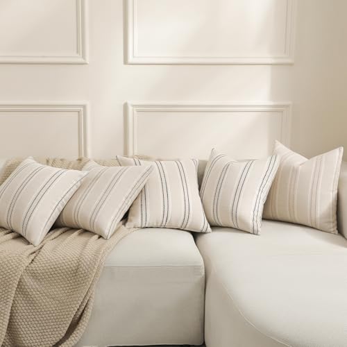 Hckot Black Striped Throw Pillow Covers 16x16 Set of 2 Accent Pillow Cover - color: Black, size: 16" x 16" (Pack of 2)