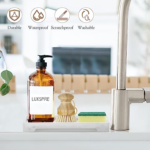 Luxspire Marble Tray for Soap Dispenser Perfume Jewelry, S, Marble White - color: B - White Marble, style: Small