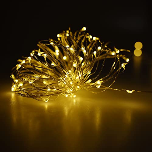 Karlling USB Plug in LED Fairy Lights,2 Packs of 100 LED Bulbs 33 Ft Silver Wire Waterproof Starry String Lights for Bedroom Patio Garden Party Wedding Commercial Lighting (Warm White) - color: Warm White, size: 100 Leds(2 Pack)