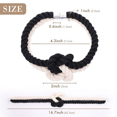 NICEEC Cotton Rope Magnetic Curtain Tiebacks, 4 Pack, Black & Beige - color: Black & Beige, size: 4 Pack