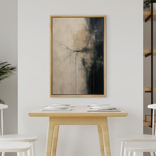 wall26 Framed Canvas Print Wall Art Minimalist Abstract in Neutral Tones Cracked Fine Art Decorative Farmhouse/Country Relax/Calm/Cozy Multicolor Zen for Bedroom - 16"x24" Natural - color: A37-2508-rya01, size: 24"L x 16"W
