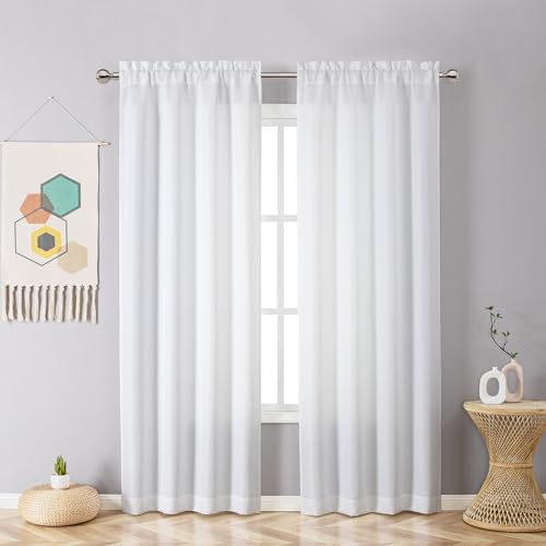 Chyhomenyc White Curtains 72 Inch Length 2 Panels Set - color: White, size: 40"W x 72"L (Pack of 2)