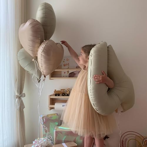 Cream White Beige Heart Balloons,12Pcs 18Inch Heart Shaped Balloons - color: Caramel Cream