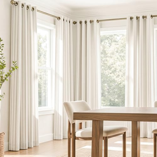 Grey Striped Linen Curtains,Light Filtering Drapes,2 Panels,52x84 - color: Grey, size: 52"W x 84"L (Pack of 2)