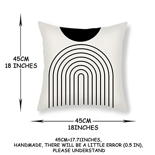 IcosaMro Boho Pillow Covers 18x18 Set of 4 Mid Century Black and White - color: Geometric Curve