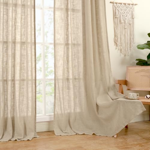 LAMIT Brown Linen Kitchen Curtains 40 Inch Length 2 Panels, 34 x 40 Inch - color: Brown, size: 34"W x 40"L (Pack of 2)