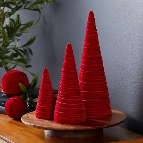 Your Heart's Content Red Velvet Trees, Set of 3 (Red) - color: Red