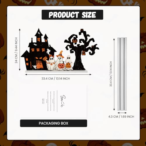 Smile Halloween Wooden Standing Decor Set Ghost Haunted House and Tree - style: Halloween Tree