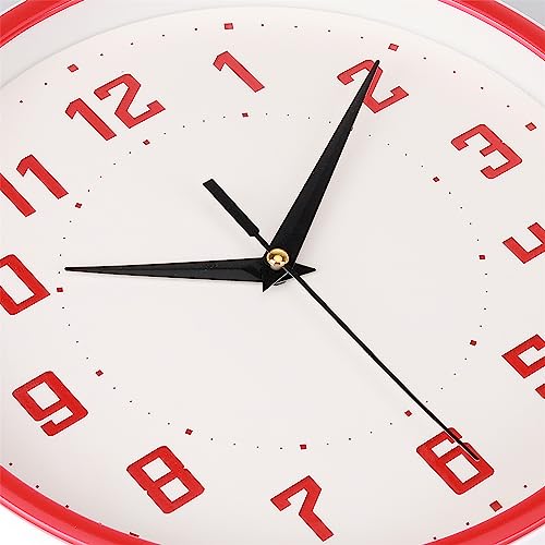 Topkey Silent Round Wall Clock Kitchen 9 Inch Modern Style Non-Ticking Decorative Bedroom Office Study Room Kitchen Wall Clock-Red - color: Red