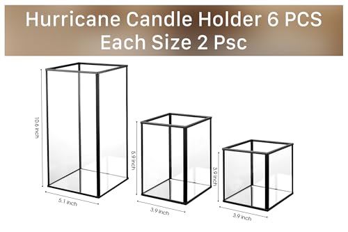 Phosphor 6 PCS Glass Hurricane Candle Holder, Black Glass Candle Holder for Wedding Party Christmas Or Home Decor - color: Black Set of 6 Pcs
