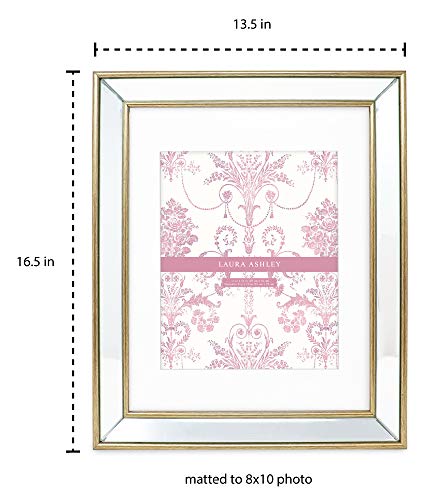 Laura Ashley 11x14 (Matted 8x10) Gold Beveled Mirror Photo Frame Wall Mount - color: Gold, size: 11x14 (8x10 Mat)