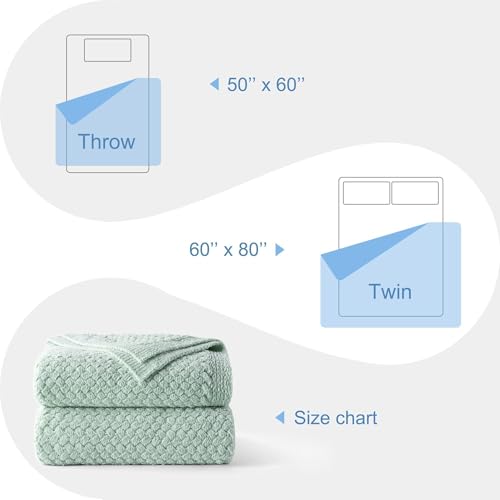 Whale Flotilla Summer Chunky Chenille Knit Twin Size Blanket for Couch, Bed - color: Sage Green, size: Twin(60x80 Inch)