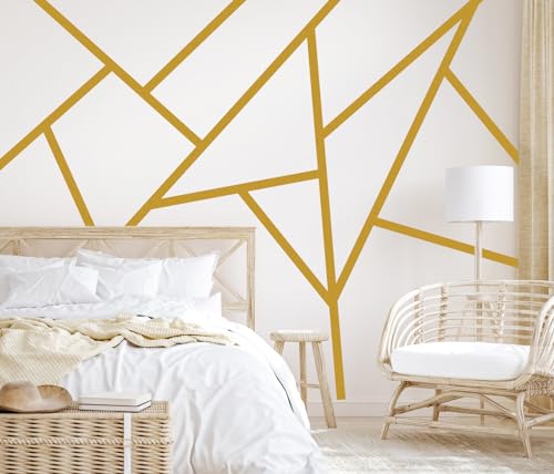 Striped Wall Decals Geometric Line Wall Sticker Golden Decal Peel and Stick - color: Gold