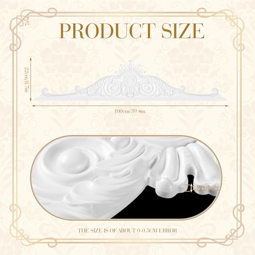 Geetery 40x8.7x0.7 Door Frame Pediment Over Door French Country Large Wall Art Topper Wood Millwork Decoration Vintage Doors Header Carved Home Wall Hanging Window Interior Entryway Decor(Classic)