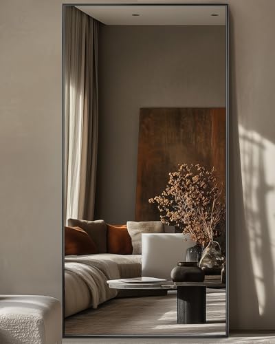Antok Full Length Mirror, 78"x38" Floor Mirror with Stand, Black, Rect - color: Black (Rect), size: 78"L x 38"W