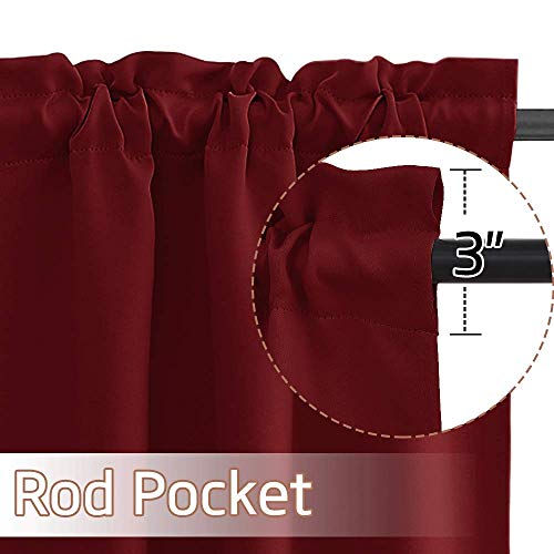NICETOWN Short Curtains for Christmas Window Decor, Thermal Insualted Small Curtains for Bedroom, Privacy Energy Saving Tiers for Bathroom Windows, 34 x 36 inches Long, Burgundy Red, 2 Panels - color: Burgundy Red, size: 34"W x 36"L (Pack of 2)