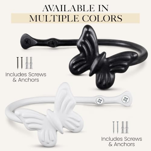 RTZEN Metal Curtain Tiebacks, Drapery Holders for Wall, 2 Pcs - size: Medium, style: Butterfly - W