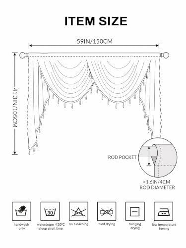 Molaxhome Grey Lace Window Valance Curtains Swag Victorian Gothic Style - color: Grey, size: 59"W x 41.3"L (Pack of 1)