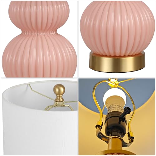 JONATHAN Y Daphne Ribbed Gourd Metal/Glass Table Lamp 20", Pink - color: Pink