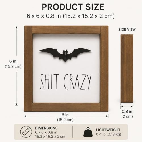 Halloween Sign with 3D Bat, Bathroom Wall Table Shelf Decor - color: white-2