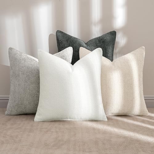 MIULEE Soft Decorative Chenille Pillow Covers Gray 18x18 Pack of 4 - color: Gray, size: 18" x 18" (Pack of 4)