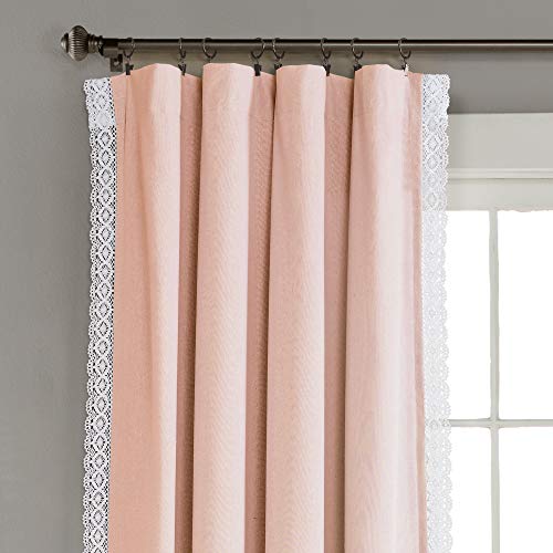 Lush Decor Rosalie Light Filtering Window Curtain Panel Set- Pair- Vintage Farmhouse & French Country Style Curtains - Timeless Dreamy Drape - Romantic Lace Trim - 54" W x 95" L, Blush - color: Blush, size: 54"W x 95"L (Pack of 2), style: Window Panel