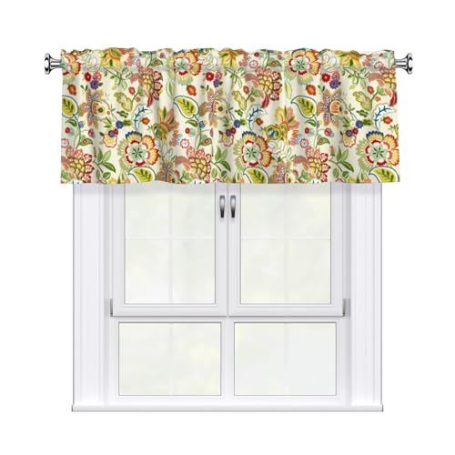 Retro Paisley Curtain Valance Short Rod Pocket Window Treatment for Living Room Bedroom Kitchen Bathroom 1 Panel 54" W x 18" L - color: Retro Paisley