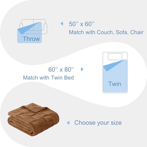 Whale Flotilla Checkered Knit Throw Blanket for Couch, Brown - color: Brown, size: 60x80 Inch