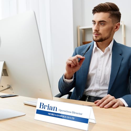 30 Pieces Acrylic Name Plate for Desk, 8.54'' x 3'' Name Tent for Meeting - size: 8.54'' X 3''