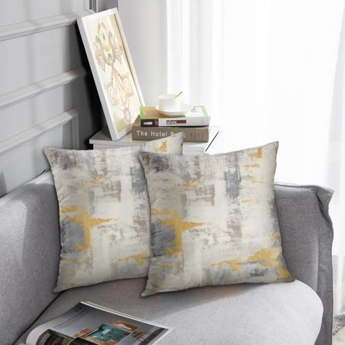 Britimes Throw Pillow Covers Set of 2, 18 x 18 Inch, Golden Grey Beige - color: Golden Grey, size: 18" x 18" (Pack of 2)