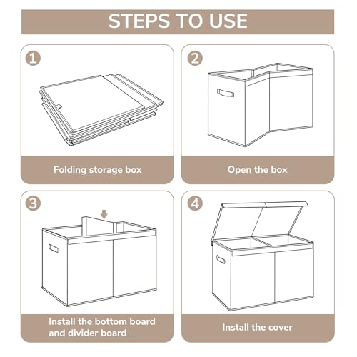 INDRESSME 122L Large Toy Storage Box, Lid & Dividers, Grey & White - color: Grey & White, size: 26"x17"x17"