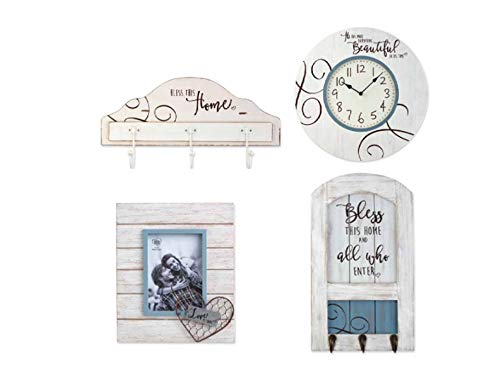 Precious Moments Farmhouse Decor Bless This Home Wood/Metal Wall Plaque with Three Hooks 189915, Cream, One Size - style: Bless This Home Wall Hook