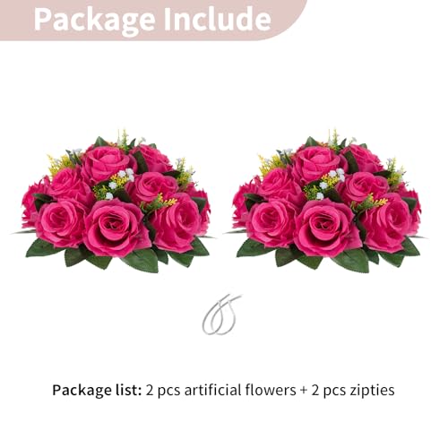 NUPTIO Flower Ball for Table Centerpieces: Hot Pink Artificial Rose - color: Hot Pink, size: 2 Pcs