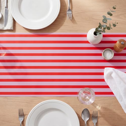 AmazingSpark Striped Table Runner Roll,Pink and Red,25' Long X 16" Wide - color: Pink and Red, size: 25' Long X 16" Wide
