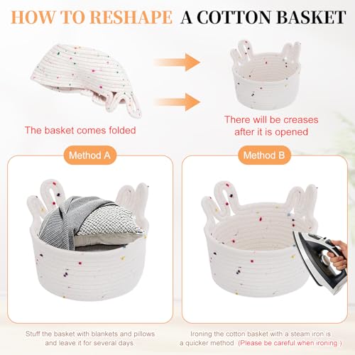 uxcell Small Cotton Rope Woven Storage Basket 6.7x5.5" Cute White Speckles - color: White Speckles, size: 6.7x5.5"